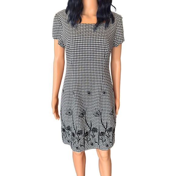 Vintage 90s Gingham Plaid Jessica Howard Dress Embroidered Butterflies Size 10 - Picture 2 of 5